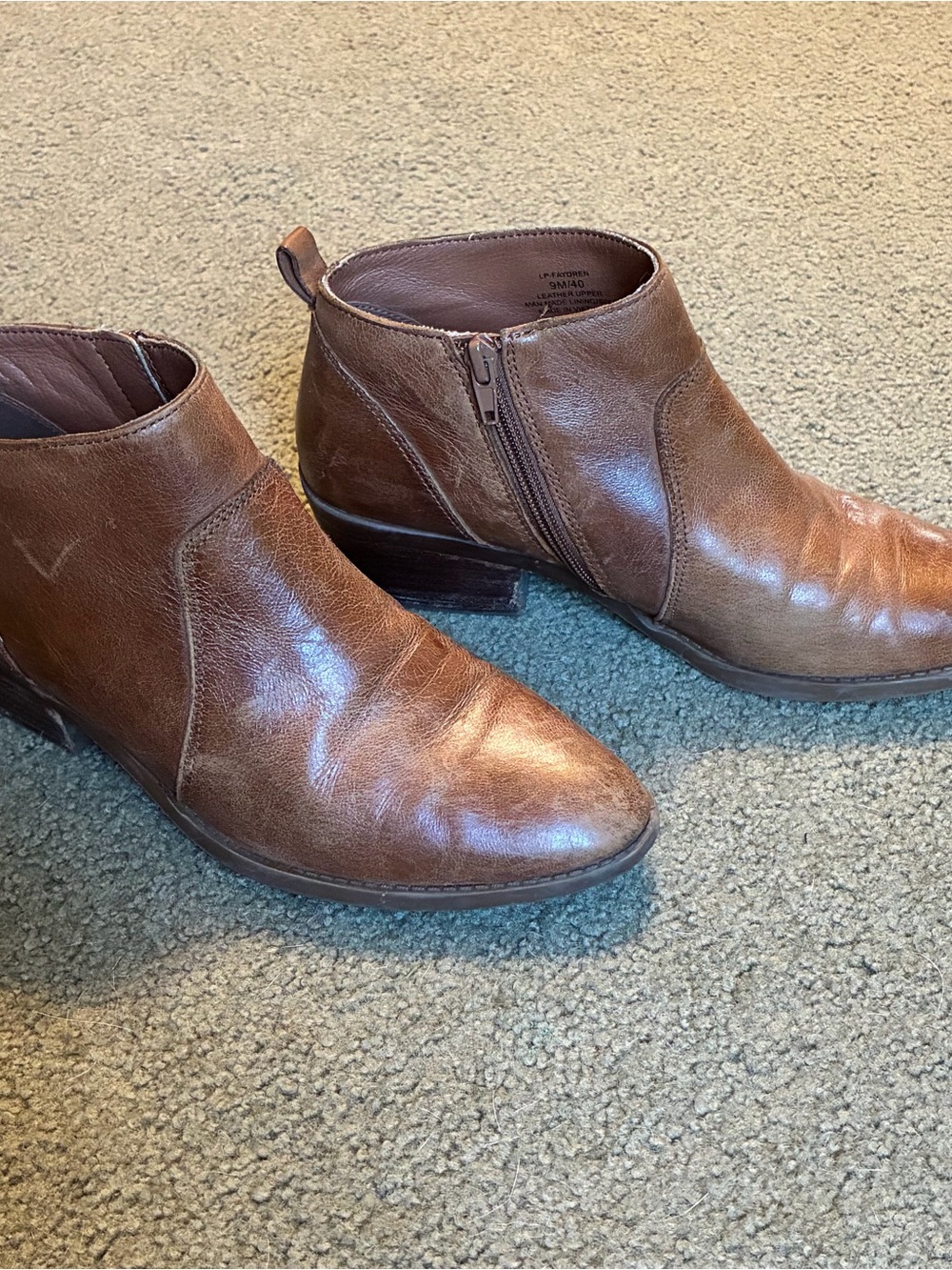 Lucky Brand Women's Ankle Booties Boots Tan Brown Zip Shoe Western Wear Size 9M